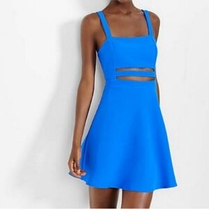 Express Fit and Flare Dress Blue Cut Out Size 8